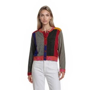 Alexandria Pierce Cardigan Top Women's Size Small‎ Patchwork Hand Painted Jacket